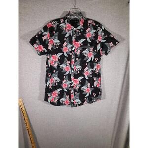 Free Planet Button Up Mens Small Floral‎ Print